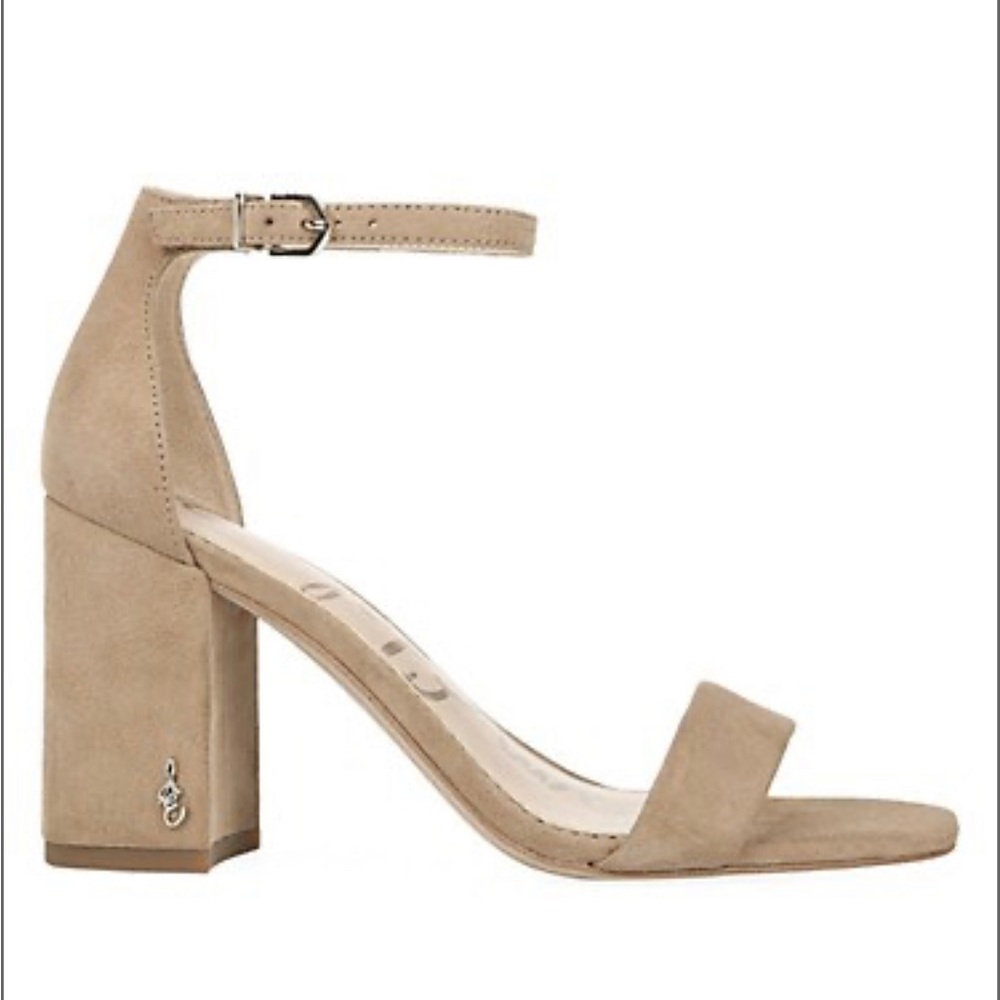 Sam Edelman Daniella Oatmeal Suede Block Heel Sandals